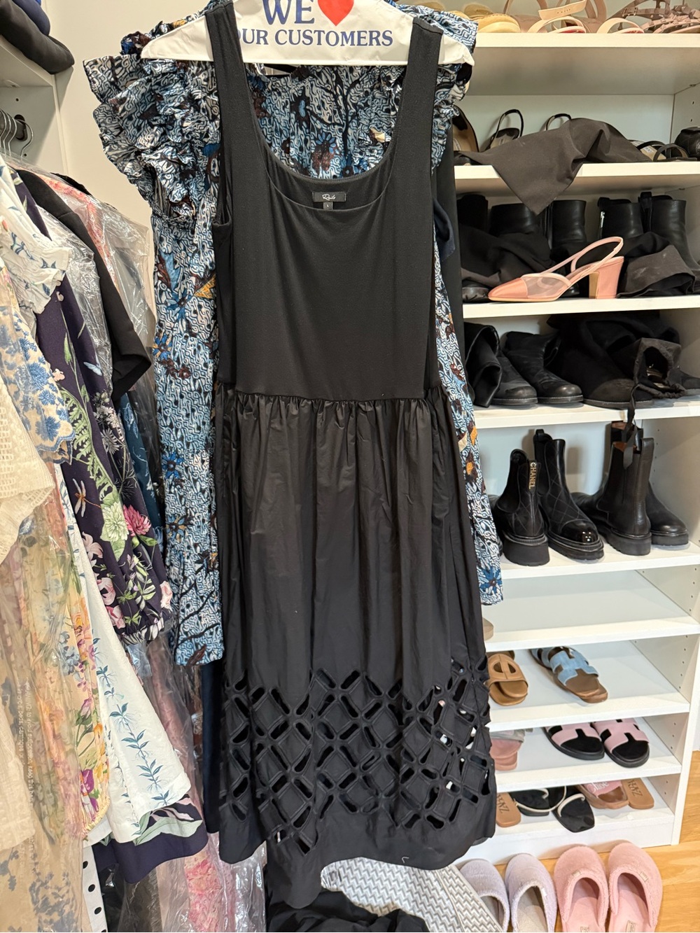 Rails Black Midi Dress with Cutout Hem